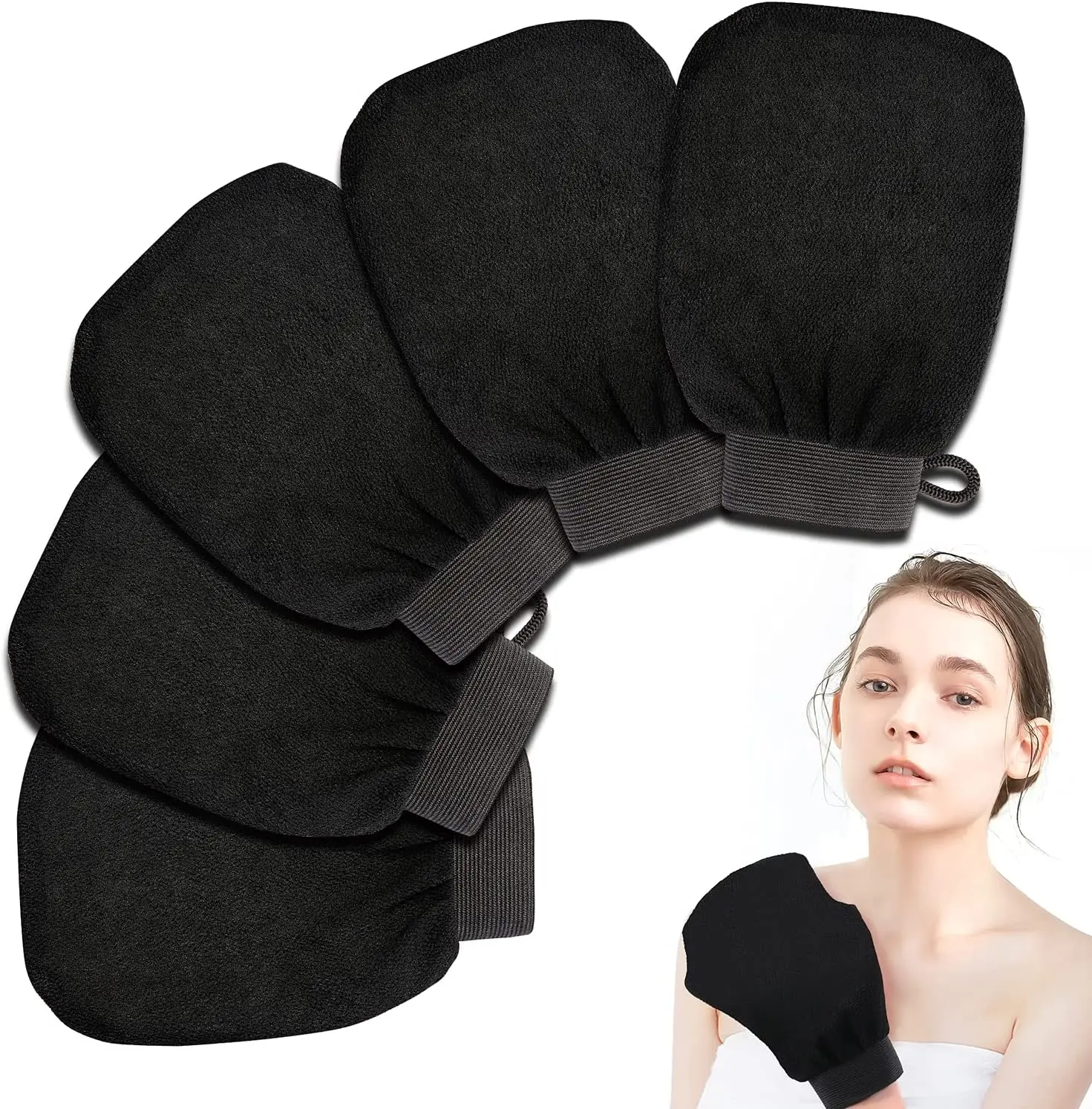 Multi-purpose Bathing Gloves Shower Exfoliator Shower Gloves Stitching Elastic Wrist Anti-slip Viscose Fiber Body Scrub Gloves