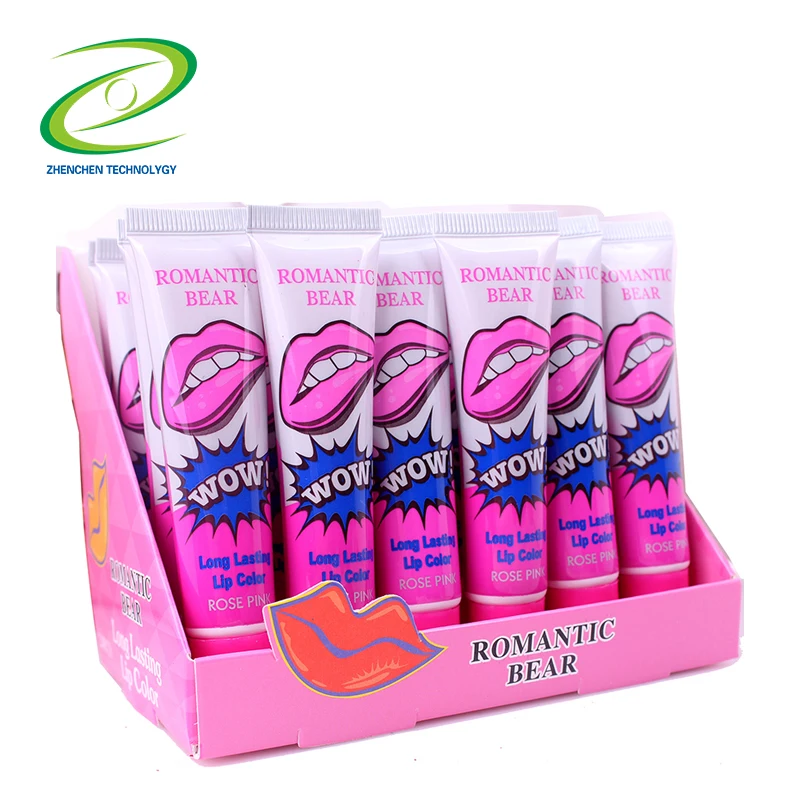 wholesale waterproof non-stick cheap peel off lipstick Romantic Bear long lasting 6 colors peel off liquid matte lipstick
