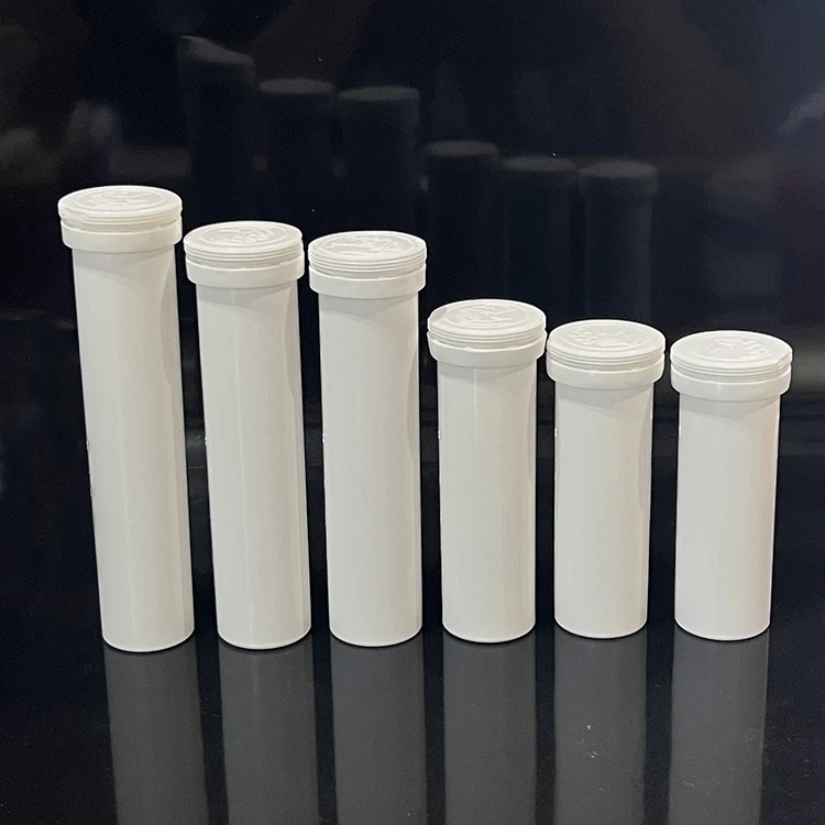 29*99mm Vitamin C Effervescent Tablet Candy Bottles Milk Tablet Bottle Desiccant Caps PE Screen Printing Customized Logo Spring