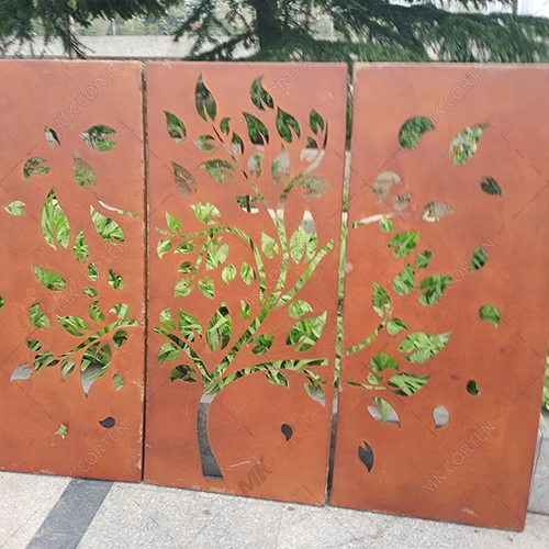 Laser Cut Corten Steel Metal Screen Corten Steel Garden Screen Corten Steel Screen Panels