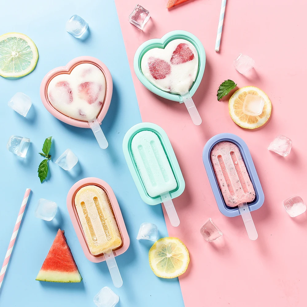 Free Sample DIY Ice Cream Tools Food Grade PP Handmade Silicone Pop Ice Cream Popsicle Mold Maker