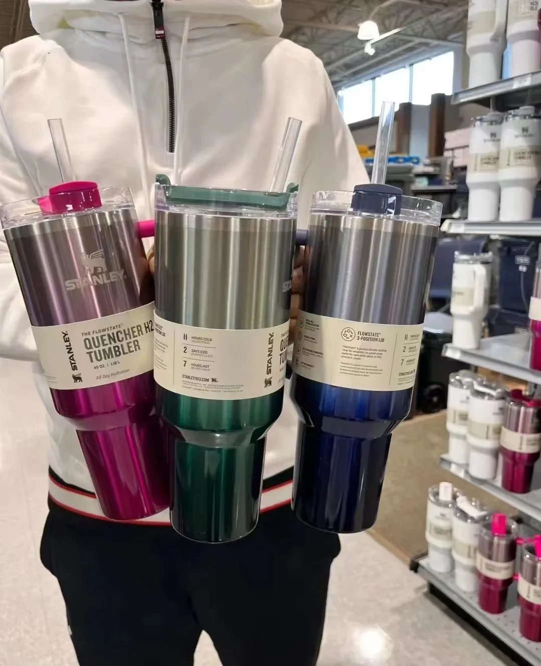 Wholesale 40oz Stainless Steel Car Thermos Cup Watersy Tumbler with Handle Pink Thermal Portable Vacuum Insulated GiftS Cup