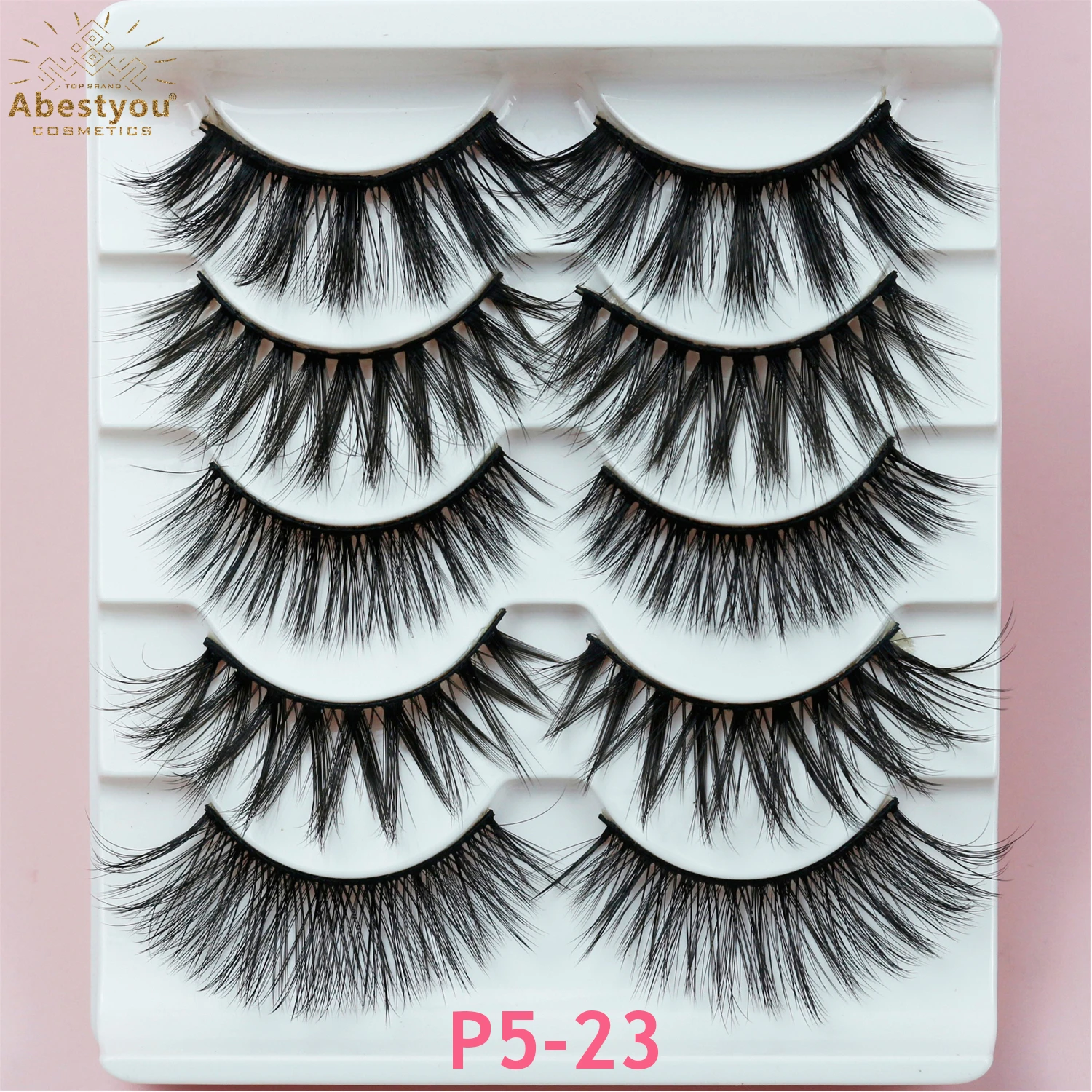Abestyou 5Pairs Lashes Natural Transparent Terrier Long Sparse Cross False Eyelashes Fake Eye Lashes Extensions Eyelash Makeup