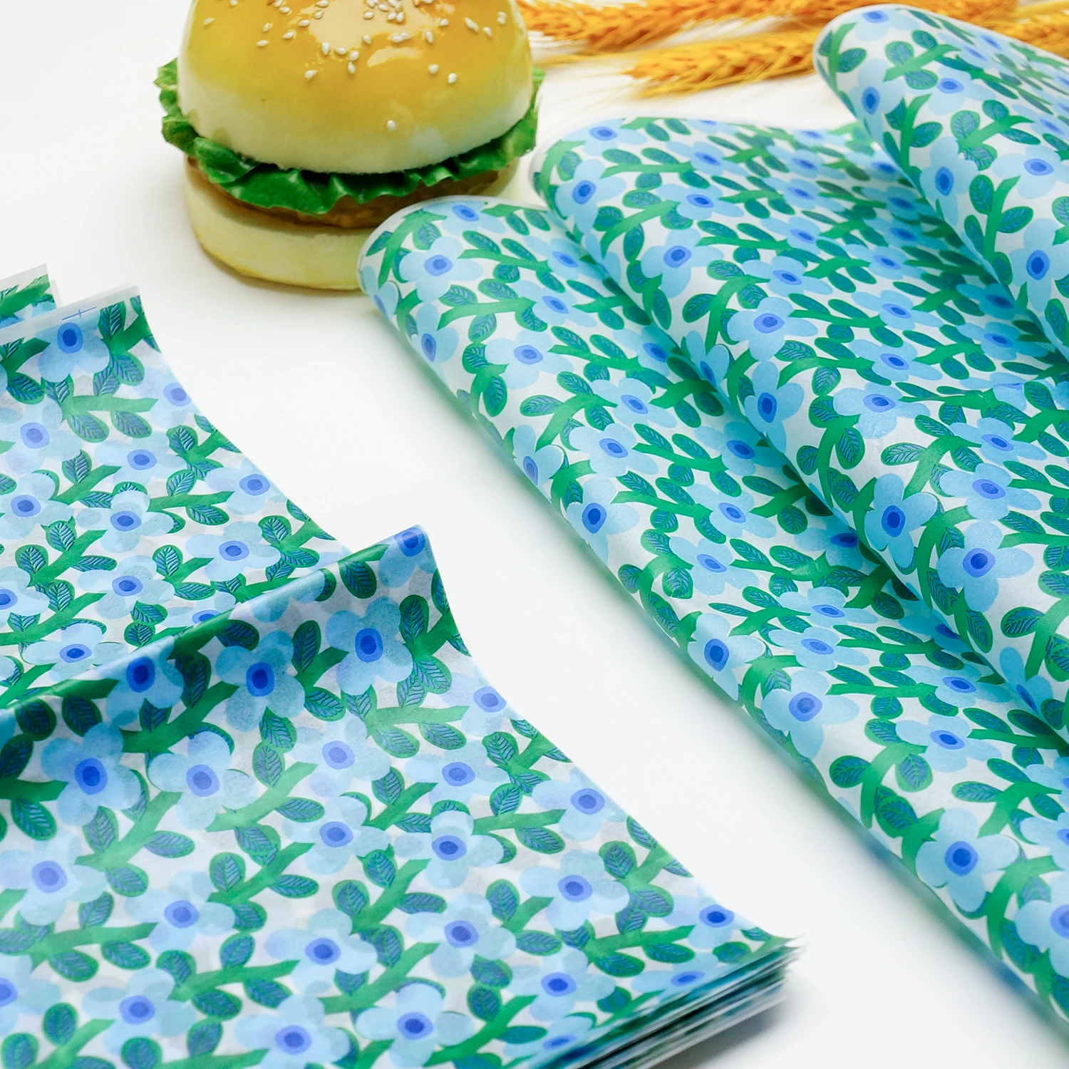 Custom Printed Greaseproof Burger Wrapper Paper For Food Burger Fired Chicken Fries