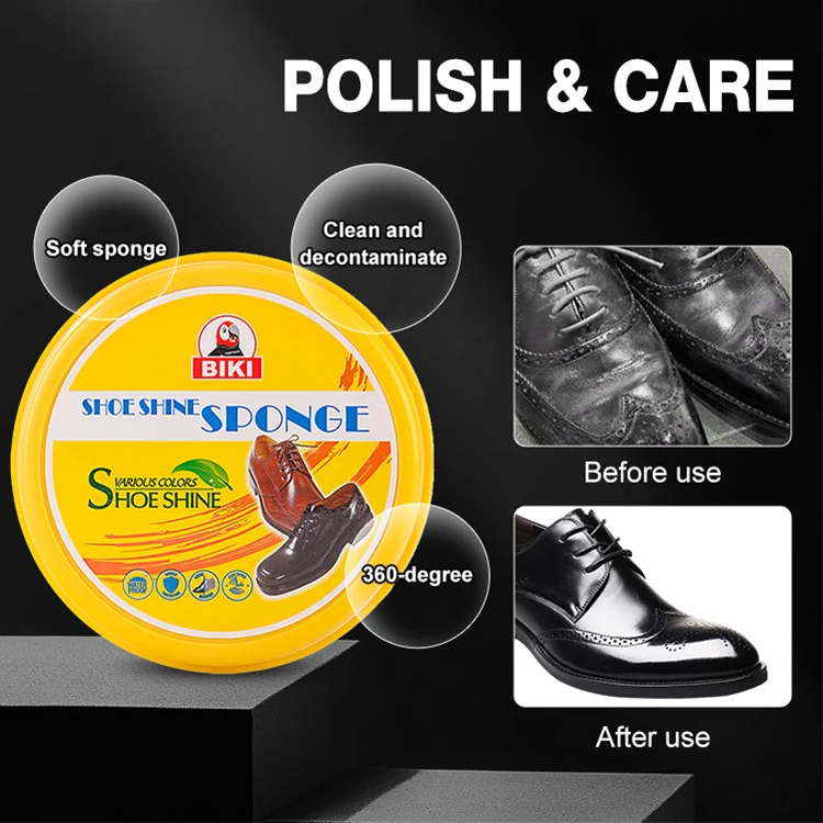 Custom Logo Portable Double-Sided Instant Shoe Shine Sponge Convenient OEM Shoe Care with Shoe Polish