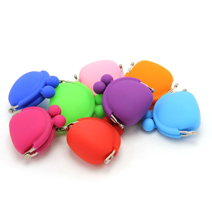 Custom Mini Coin Purse Keychain Silicone Rubber Cartoon Plain Candy Color Money Wallet Silicone Coin Purse