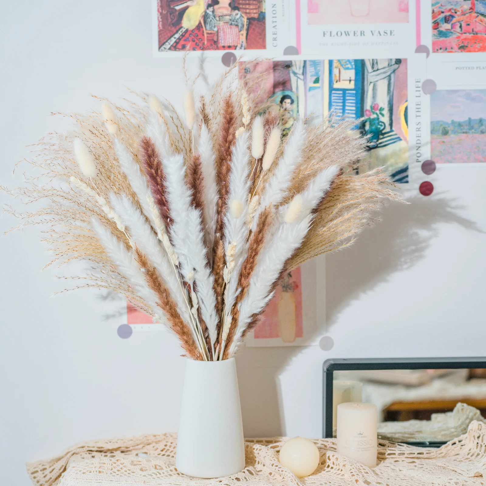 80 pcs boho home decor pampas new product ideas 2022 boho flowers pampas grass wedding supplies
