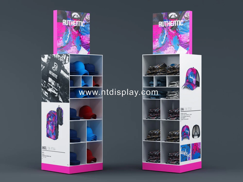 Custom retail sport shop store slatwall Cap baseball Hat disc golf stick club wire metal display rack