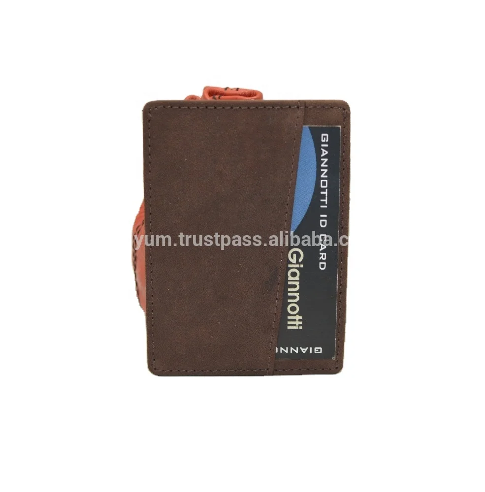 Credit Card Holder RFID Blocking Slim Wallet Genuine Leather Vintage Crazy Horse Rfid Card Holder Accept Customized Logo Brown