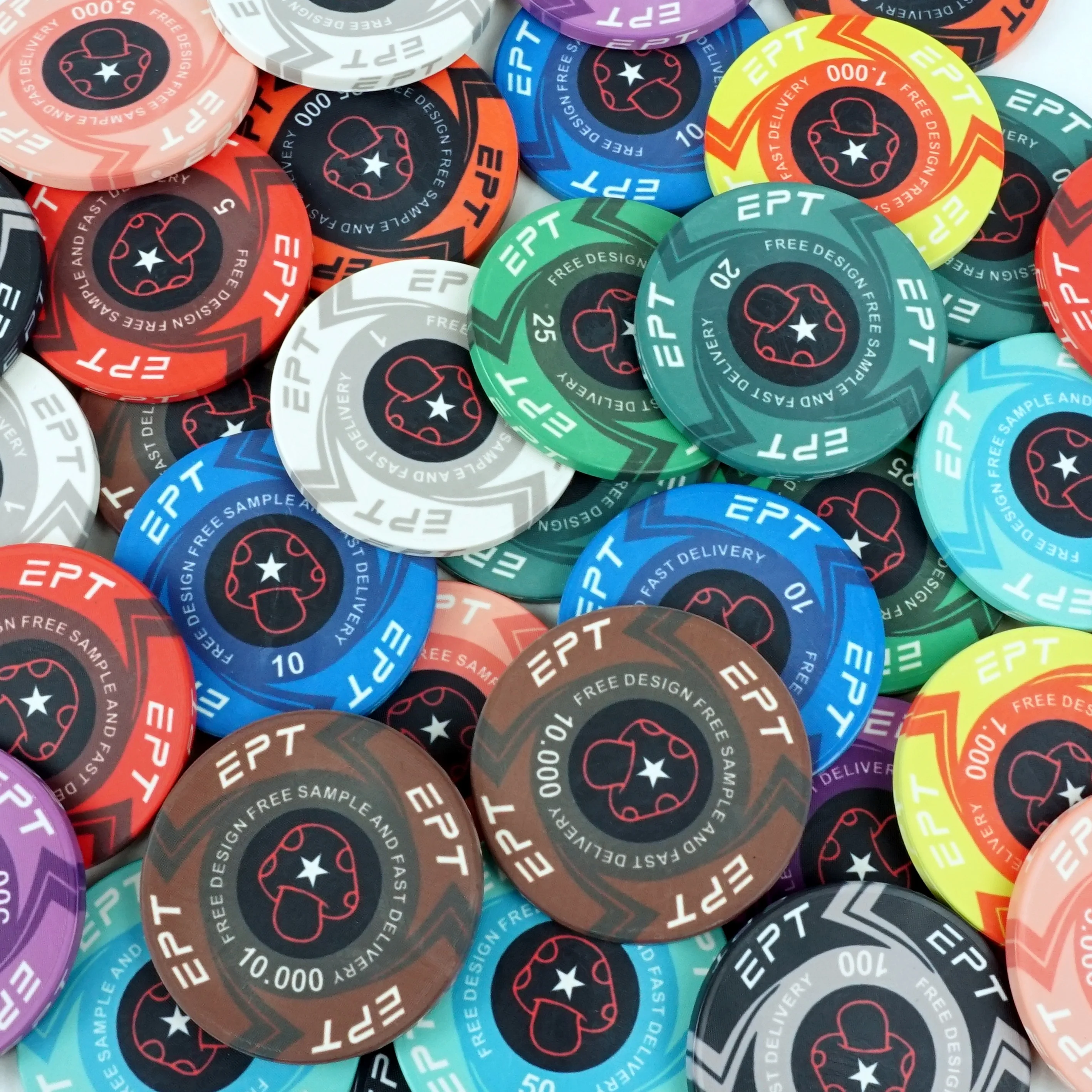 
Factory Price Casino Poker+chips Ceramic Material EPT Chip Poker 39*3.5mm With No Value For Sale 