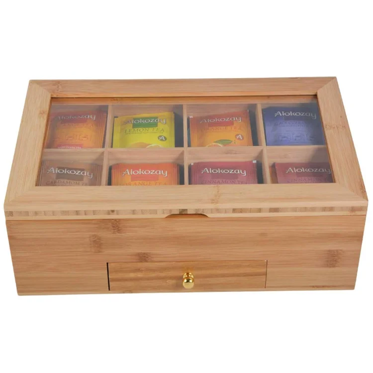 
Home furniture holder drawer bag storage organizer natural tea box bamboo 