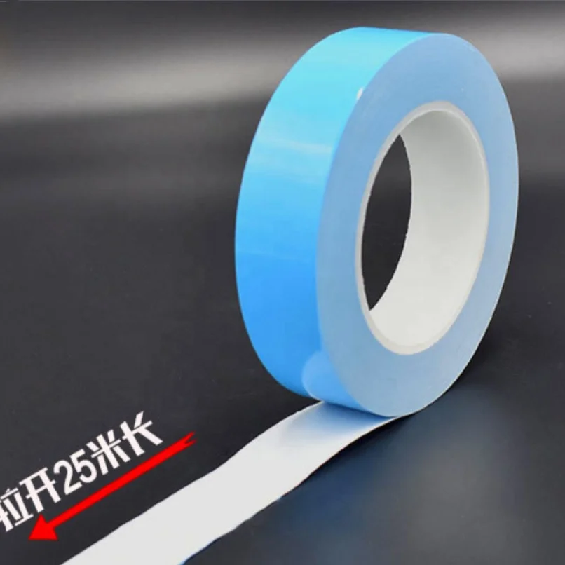 Fiber glass release double sided insulation led waterproof cloth adhesive pe roll heat transfer blue conductive thermal tape
