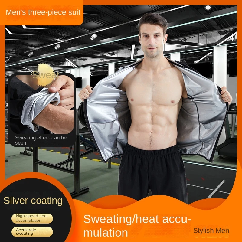 Vedo Men Sauna Suit Zipper Bodybuilding Coat Pants Weight Loss Magic Slimming Suit Shapewear Suana Suit