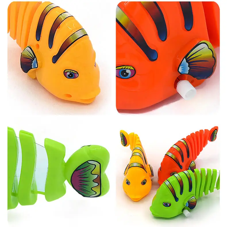 Plastic Wind-Up Fish Toy with Swaying Spring Design for Cats