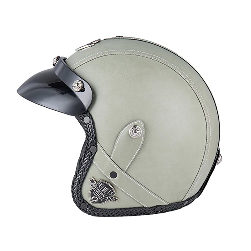 RNG/555 Wholesale Custom Personal 3/4 Abs Leather Vintage Retro Electric Car Cruiser Sunscreen Motorcycle Helmet