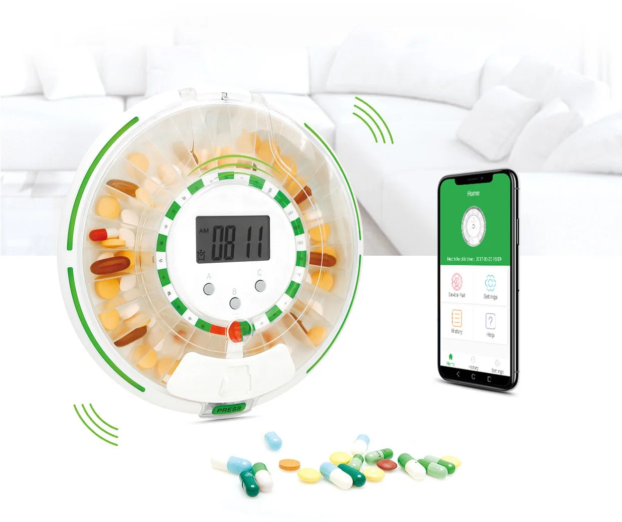 
Automatic Pill Dispenser Bluetooth Medicine Dispenser Smart Pill Box 