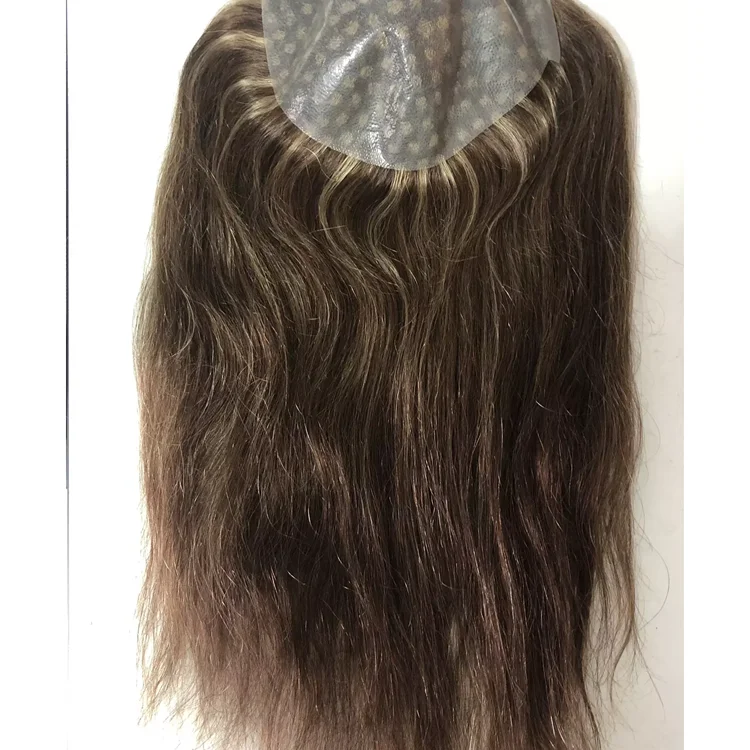 2023 fashion Light Hair thin skin PU V-loop injection 16 inches 100% Human Hair Women Wig 4P27 Skin Toupee
