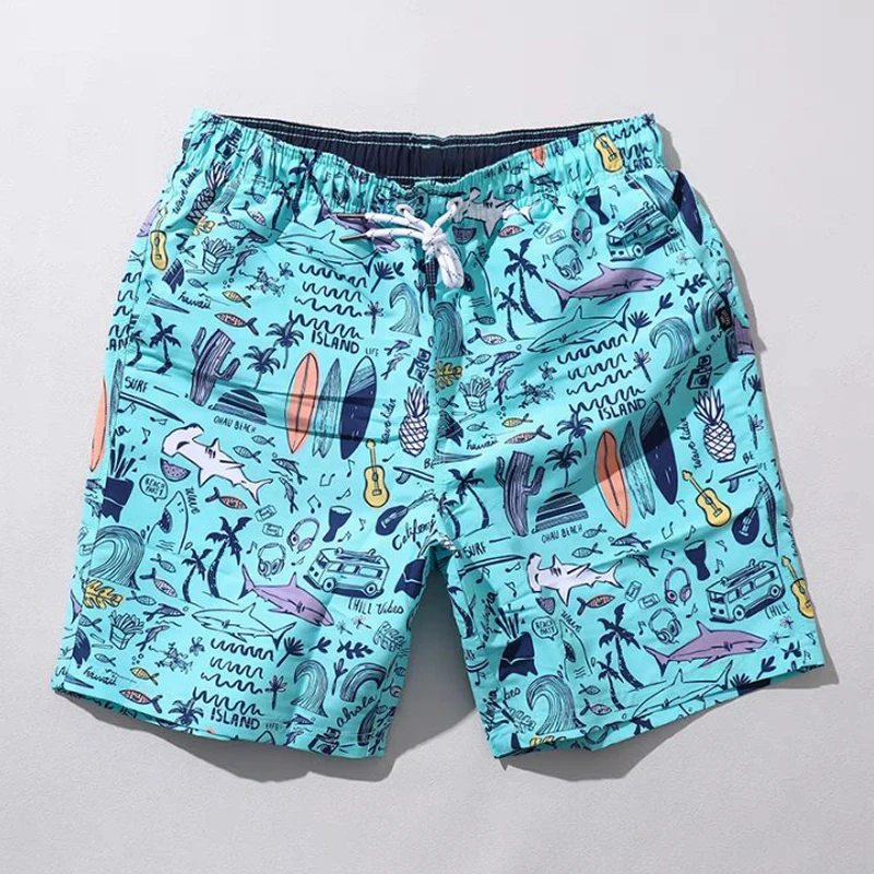 Wholesale Slim Fit Nylon Sublimation Beach Short Waterproof Phone Pocket Polyester Summer Hawaii Shorts Sexy Mens Beach Shorts