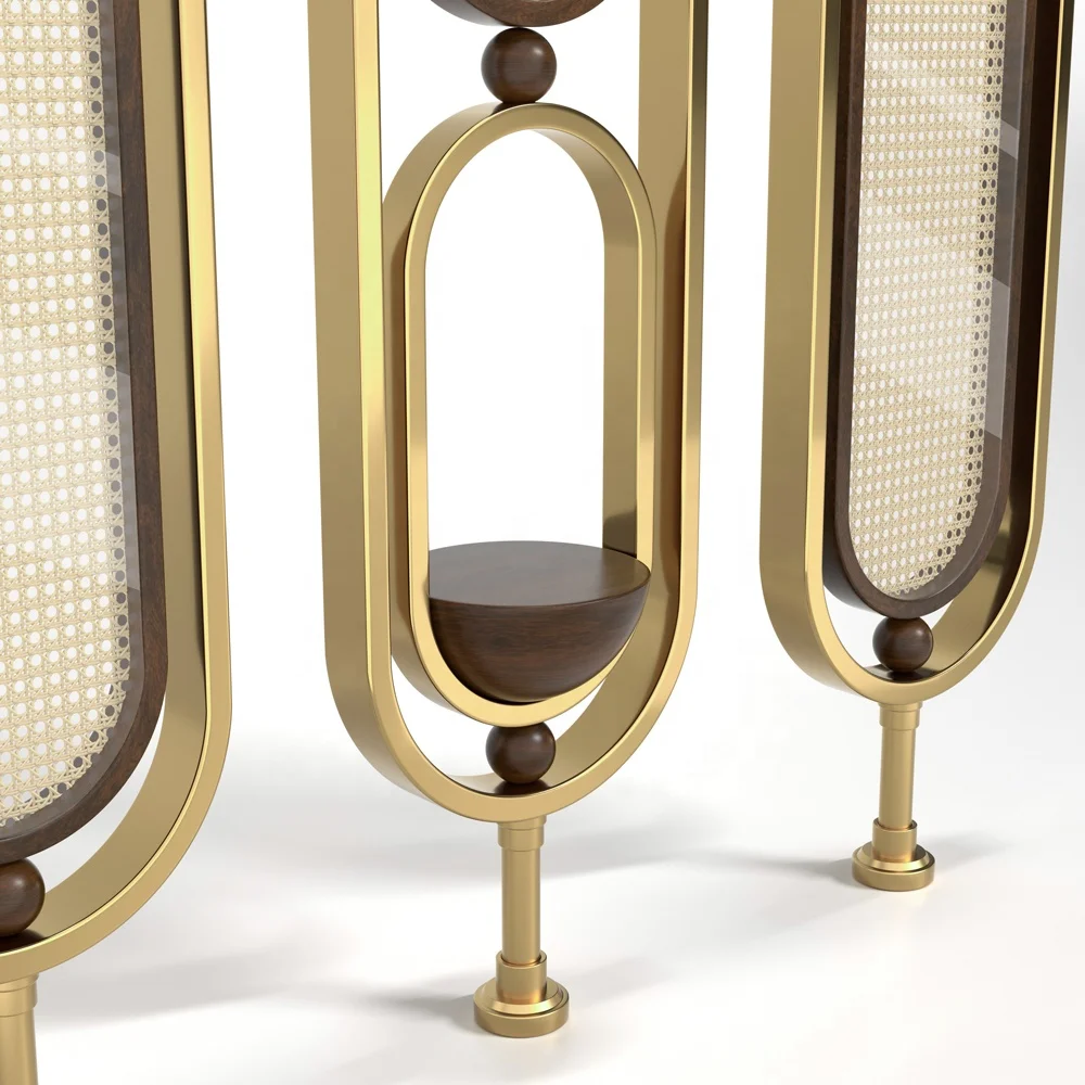 Luxury Living Room Stainless Steel Frame Woven Mesh Metal Glass Decor Partition Wall