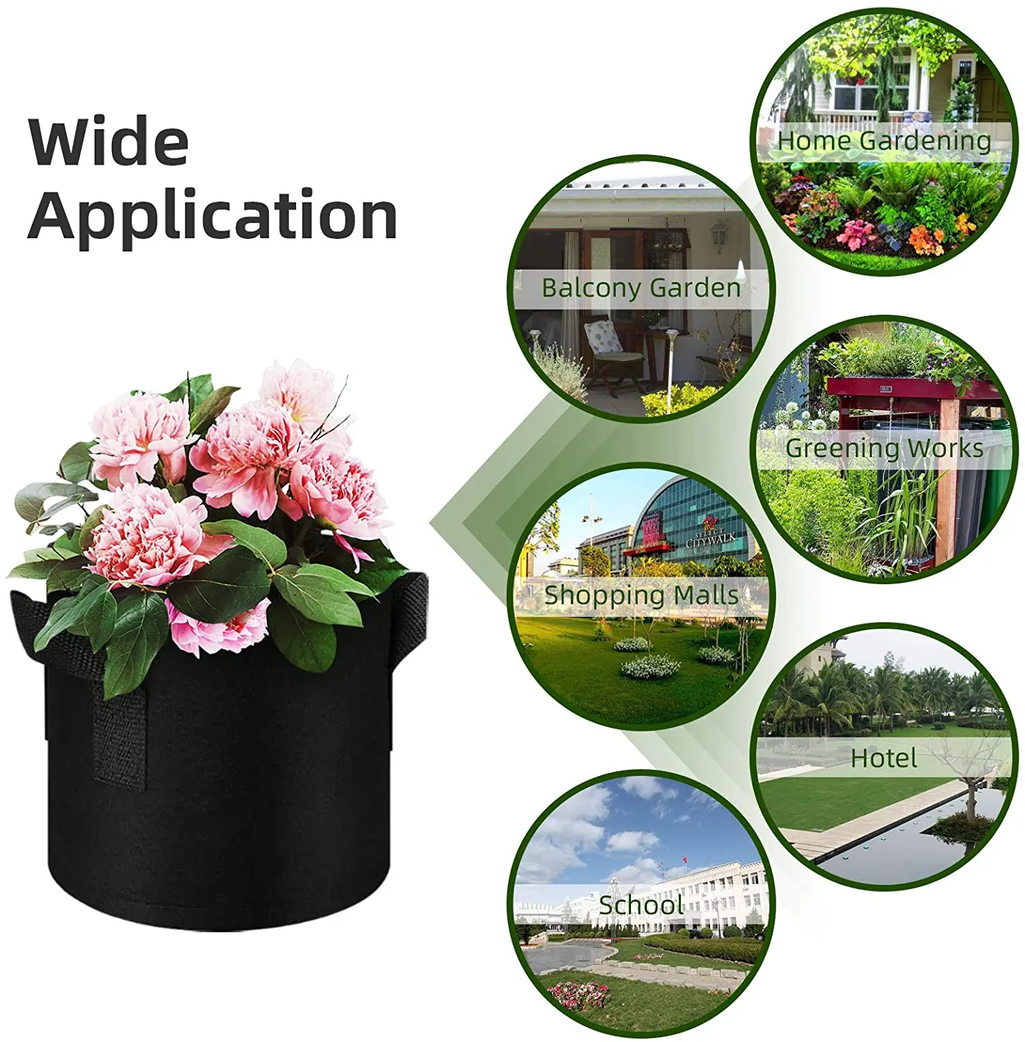 Black Thickened 10 Gallon Aeration Fabric Pots Potato Tomato Plant  Grow Bags with Dual Handles