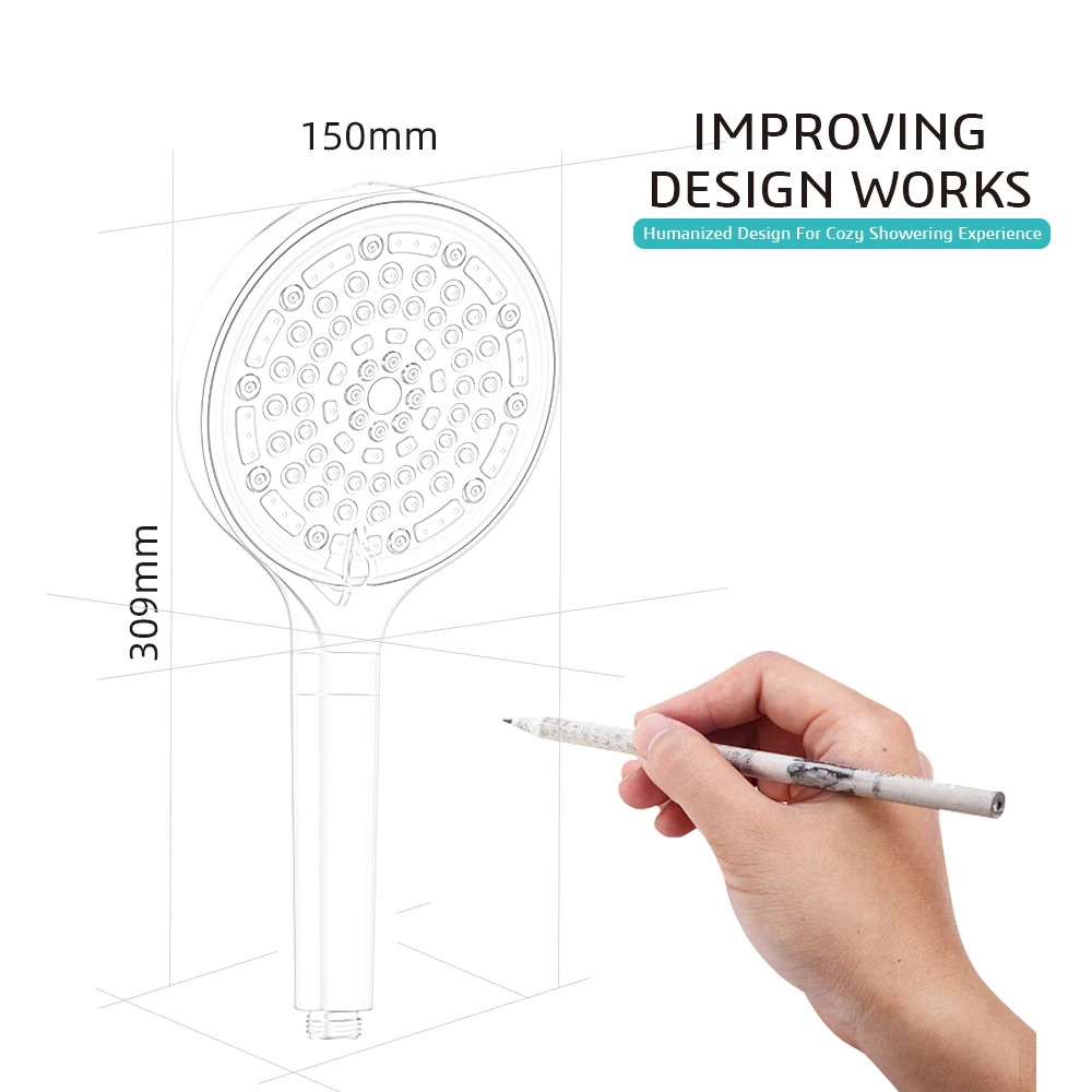 Powerful Pressurized Filter Hand Shower Negative Ion Filter Spray Shower Head For Chlorine