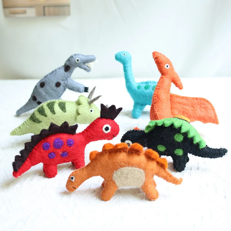 14 cm animals Felt Ornament soft Toy Handmade Felt Wool Dinosaur Kids Baby Dinosaur Toys