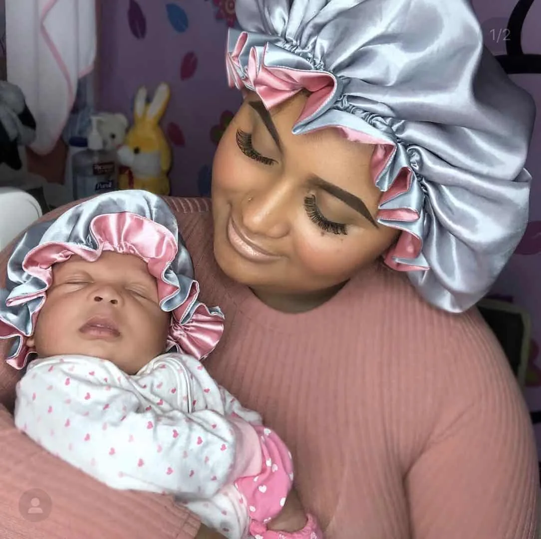 Двухслойные дизайнерские черные шелковые шляпки mommy and me для волос