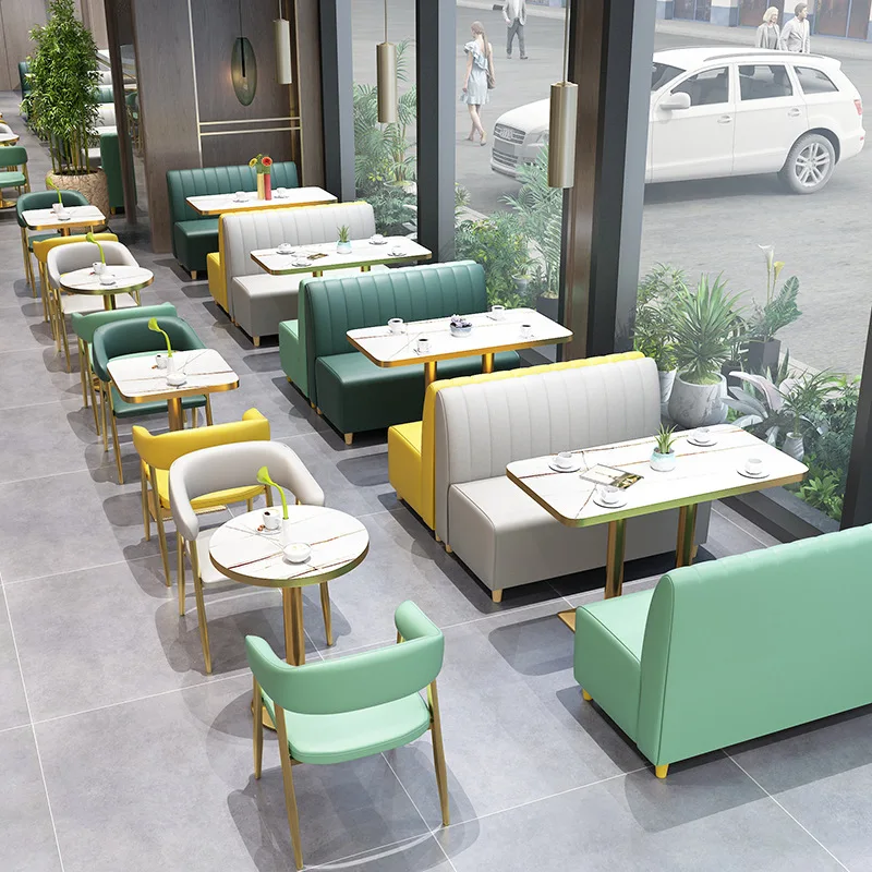 Factory direct sales Restaurant furniture Modern light luxury rock table iron dining chair coffee shop commercial furniture
