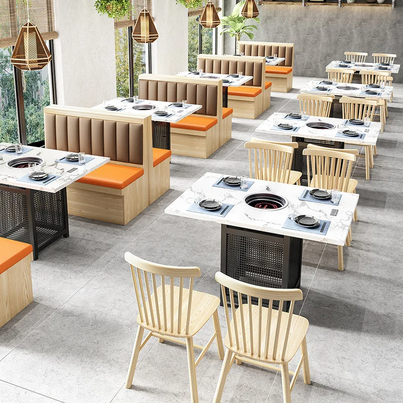 Custom Commercial Furniture Set Restaurants Bars Hotels Wood Wall Card Seat Sofa Cafe Dessert Snack Table Chair Combination Bar