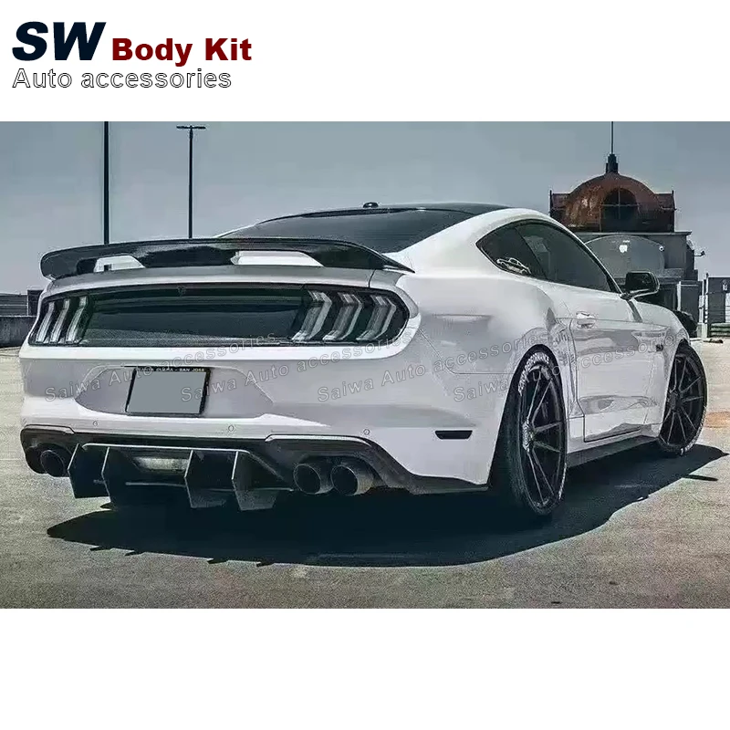 Dry Carbon Fiber MD Style Rear Bumper Lower Spoiler For Ford Mustang Rear Bumper Splitter Lip Diffuser Cover Trim 2018-2022