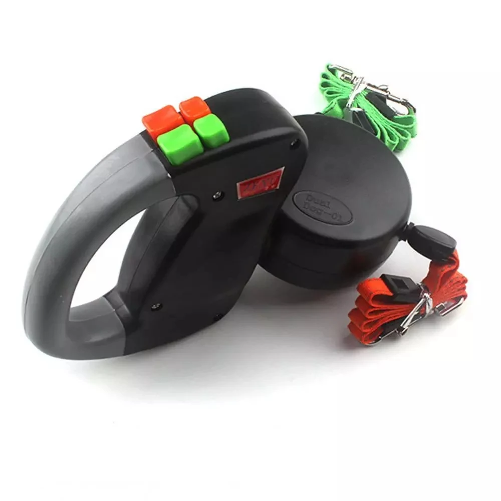 One Tow Two Anti-winding Traction Rope Double Dog Chain Double-headed Automatic Retractable Dog Traction Rope