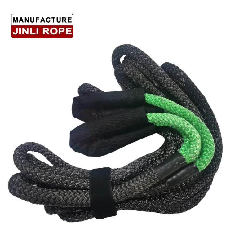 JINLI customized nylon 66 recovery tow rope kinetic rope with carry bag and soft shackle