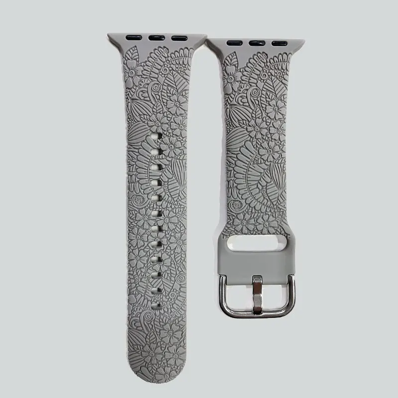 Wholesale Personalized Custom Logo Design Engraving Silicone Band Strap For Apple Watch Series SE 7 6 5 4 3 2 1