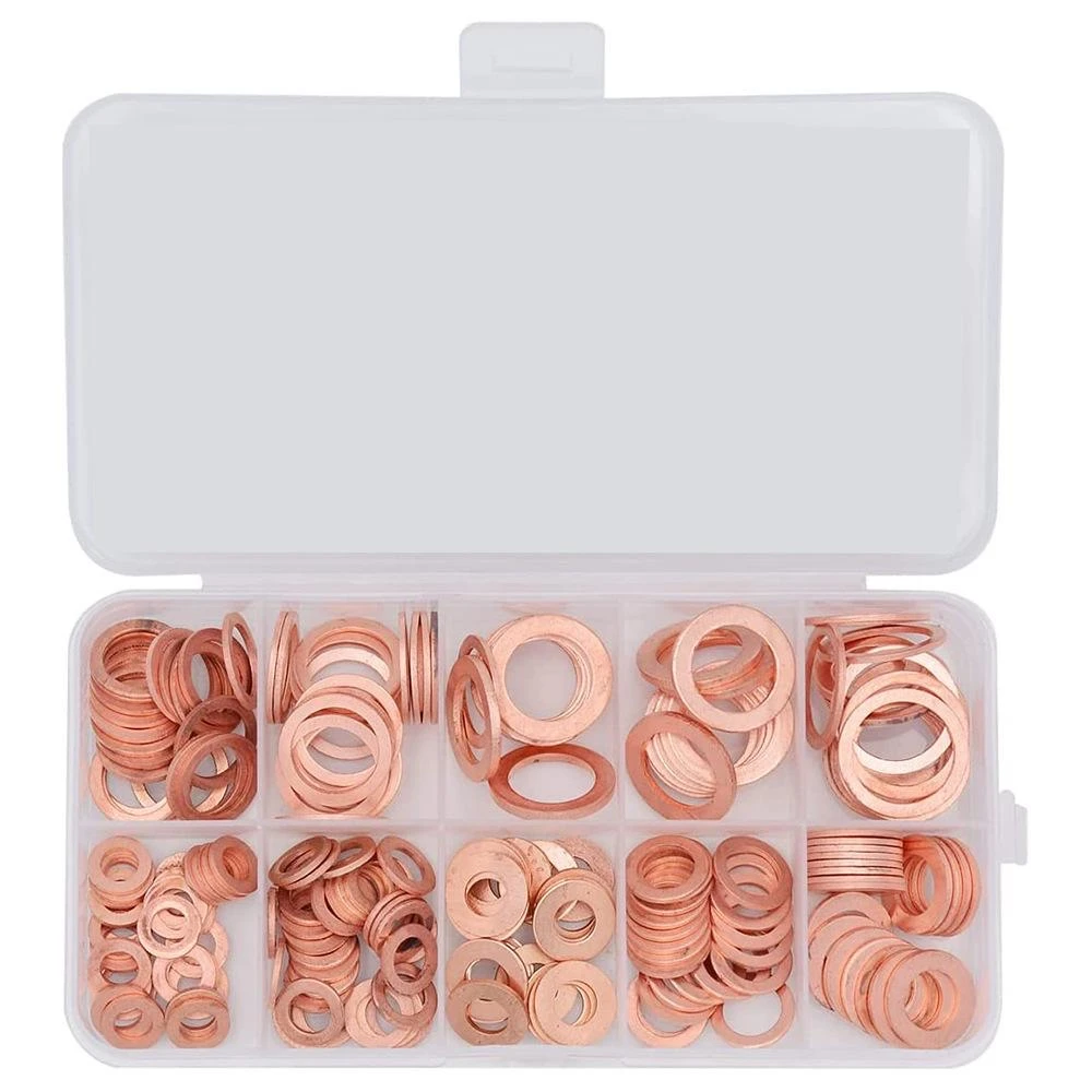 Copper Washers Copper Sealing Washer Assorted Solid Copper Crush Washers Seal Flat Ring Set