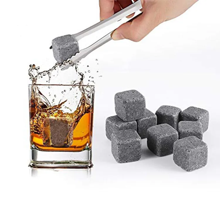 
Natural Whiskey Stones Gift Set 8 Granite Chiller Whisky Rocks with bag and Crystal Glasses in Wooden Box 