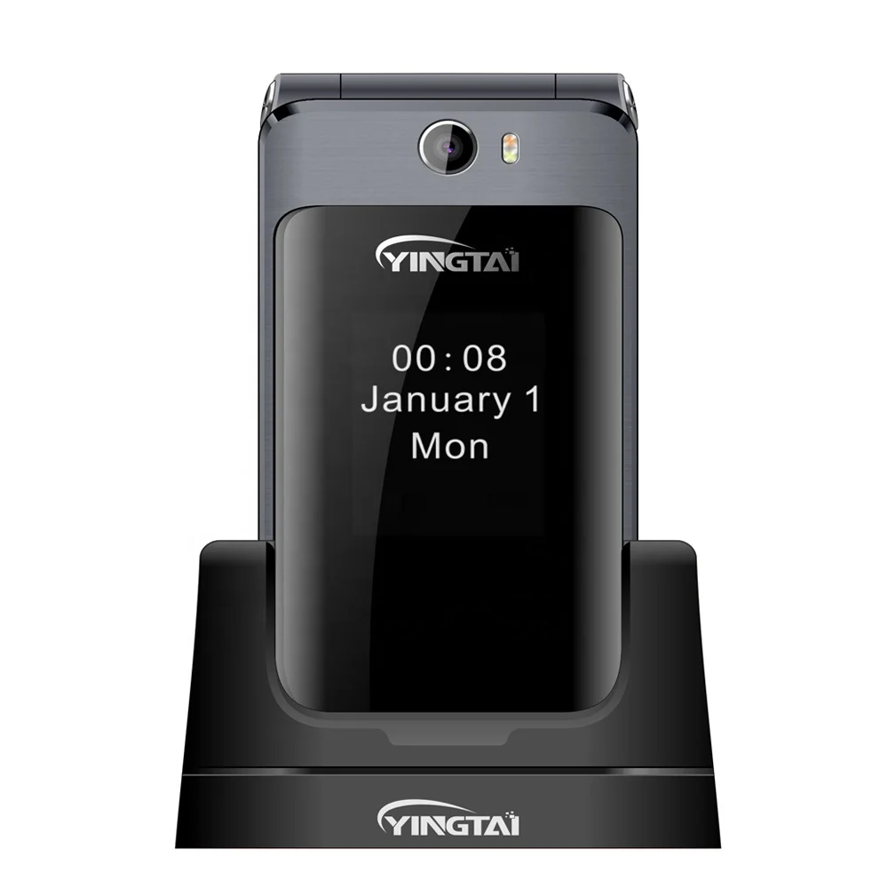 Hot wholesale 4G folding mobile phone with Dual screen Dual SIM Android system Touch screen Flip keypad cell phone for old man