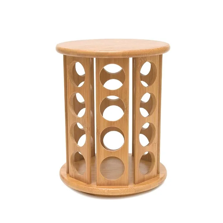 high quality bamboo wooden tabletop 16-Jar spice rack for kitchen