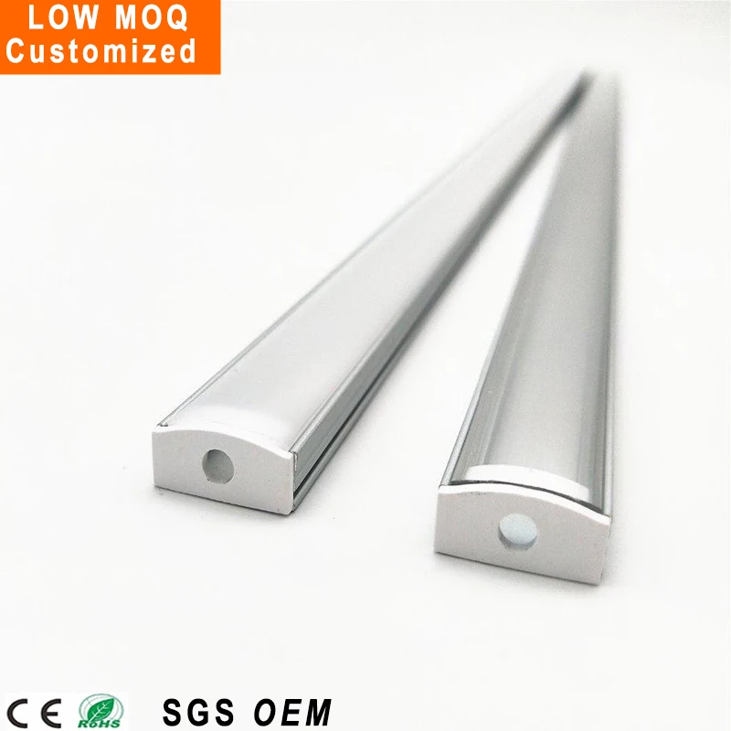 Custom Design Milk and clear cover Silvery surface mounted aluminium profile for led strip
