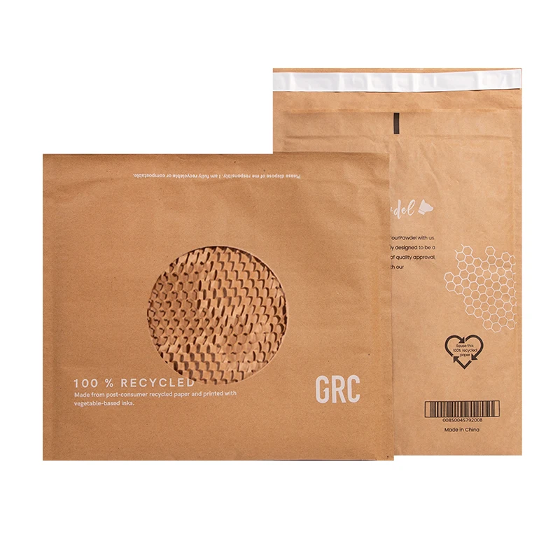 Compostable Padded Kraft Paper Express Envelope Biodegradable Shockproof Mailing Bags Shipping Honeycomb Mailers