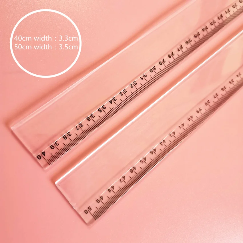 Hot selling school supplies   30cm 40cm plastic ruler set  transparent Straight ruler for school