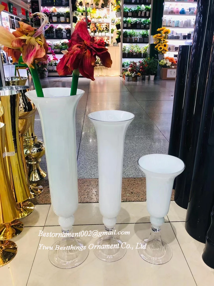 Wedding Decoration New Striped Clear Tall Cone Clear Glass Vase Table Centerpiece