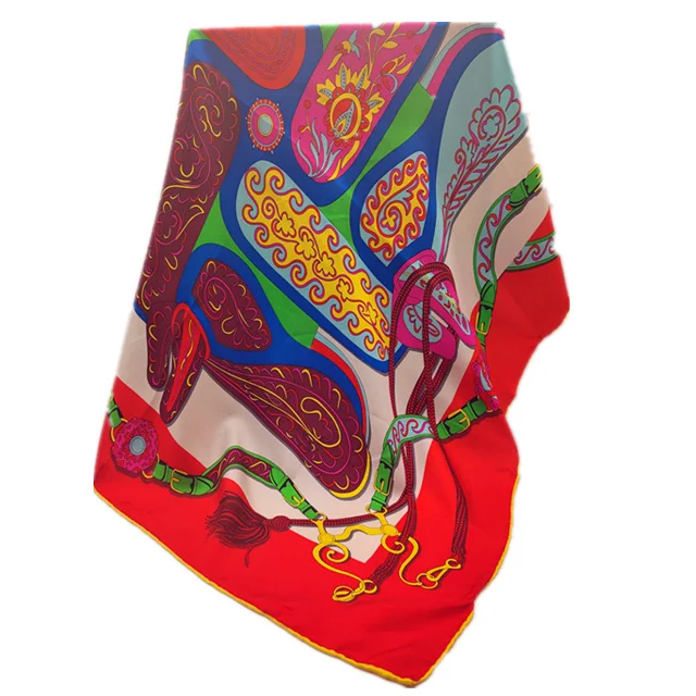 Модный дышащий шелковый шарф с квадратным принтом, Шелковый платок для хиджаба, хиджаб для женщин