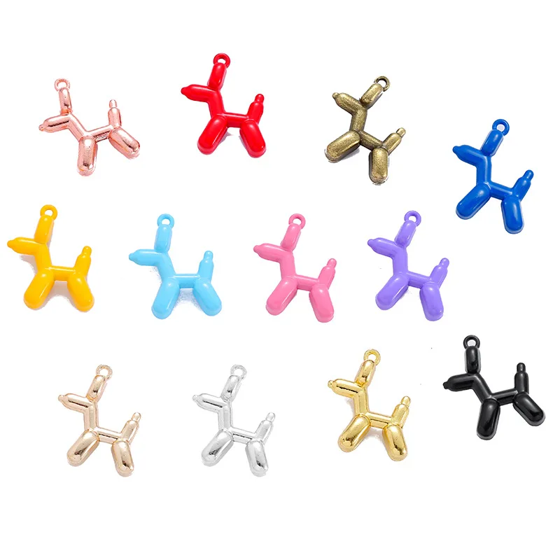 YuenZ 10colors 3D Balloon Dog Spray paint and plating Metal Charms Pendant Earring Bracelet DIY Necklace Jewelry Making W185