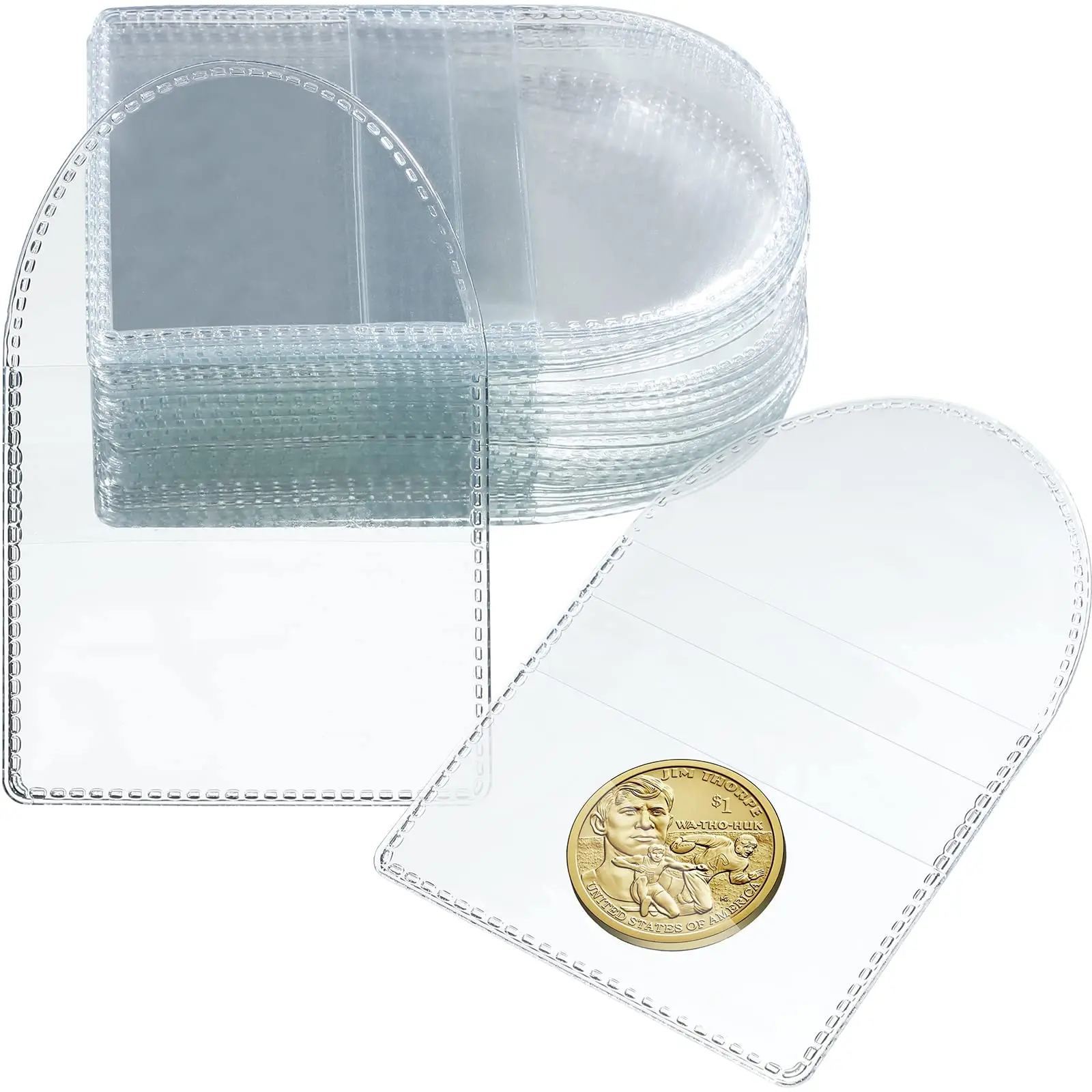 Pvc 2 x 2 Inch Individual Clear Cuttable Plastic Sleeves Holders Single Pocket Coin Flips Holder Single Pocket Coin Pouch