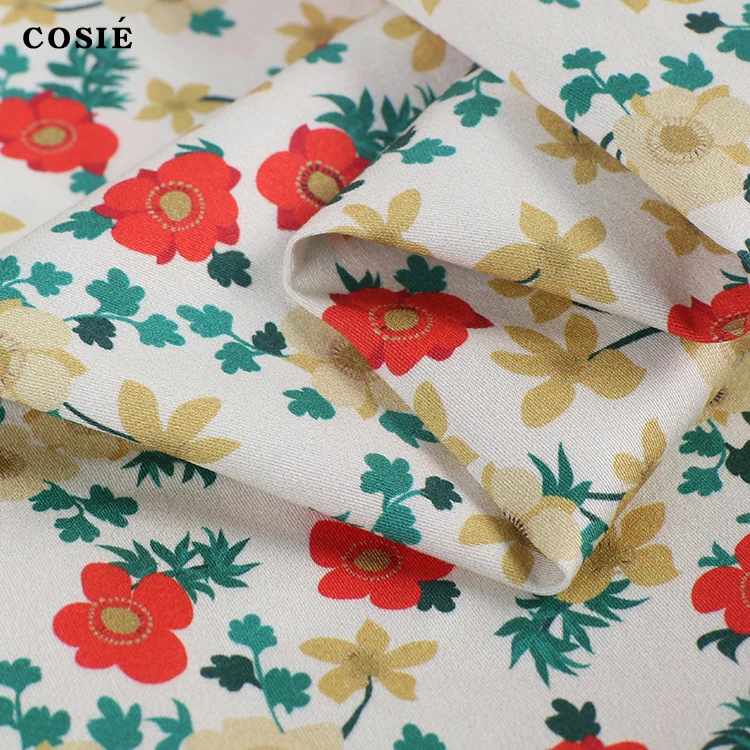 Custom Cotton Sateen Woven Fabric Digital Printing Satin High Density Printed Shinny Fabric Colorful Floral Pattern For Dress