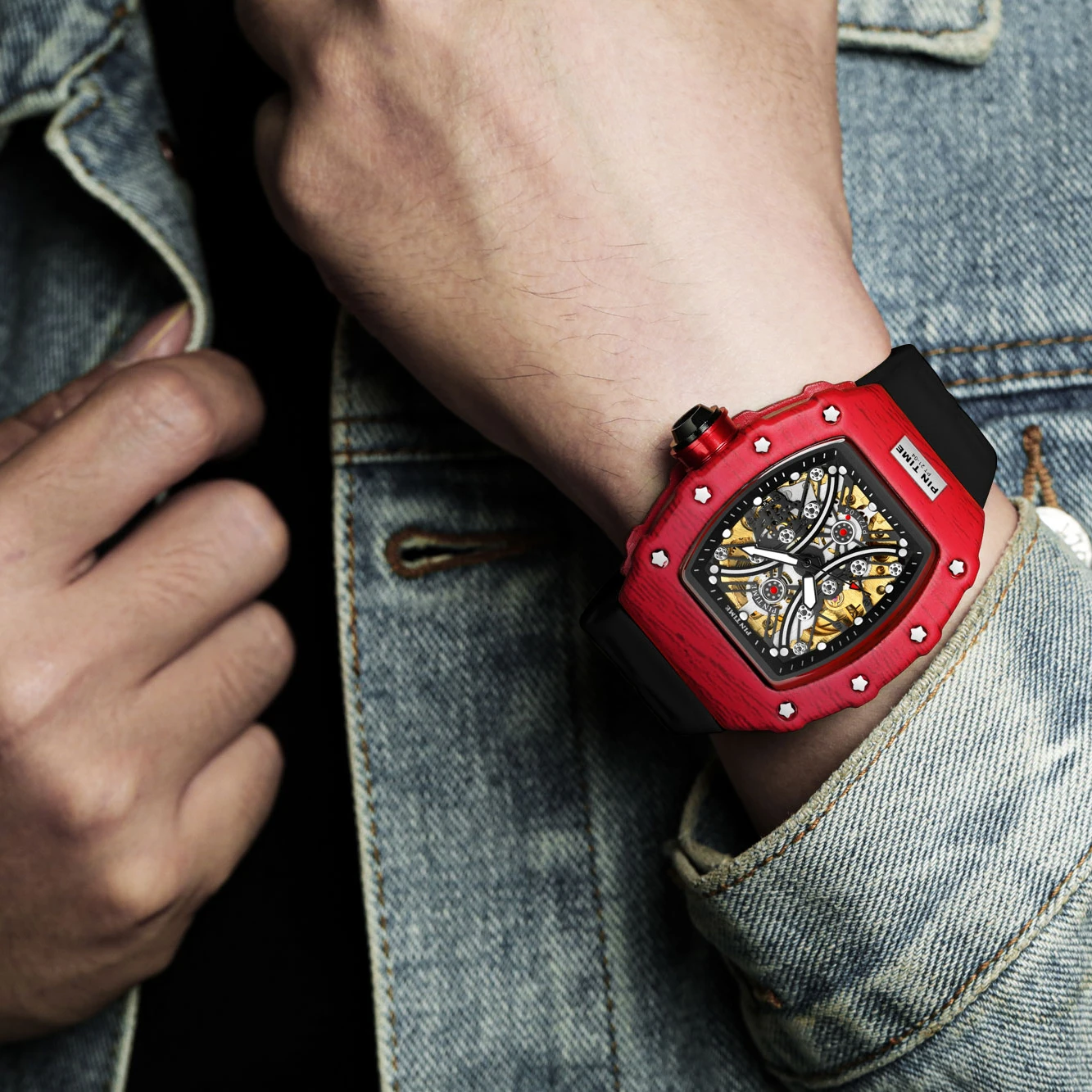 waterproof watch Automatic chronograph movement carbon fiber ceramics watch