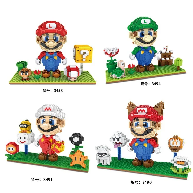ZMS 3490-3491 Scene Mary Tanuki Mario Block display piece Puzzle DIY Mosaic toy gift