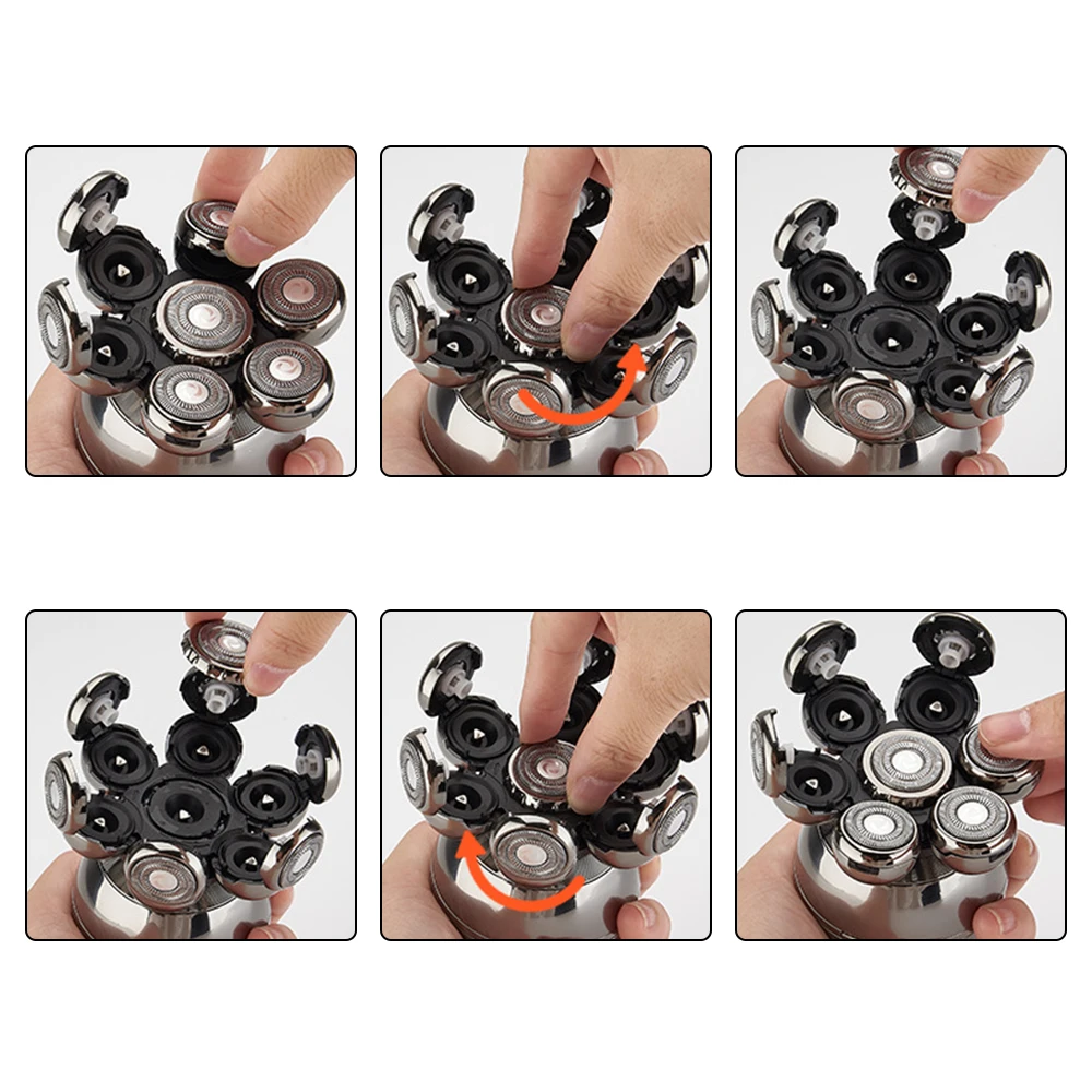 2021new design waterproof digital lcd display electric  7heads rotatory men shaver for bald