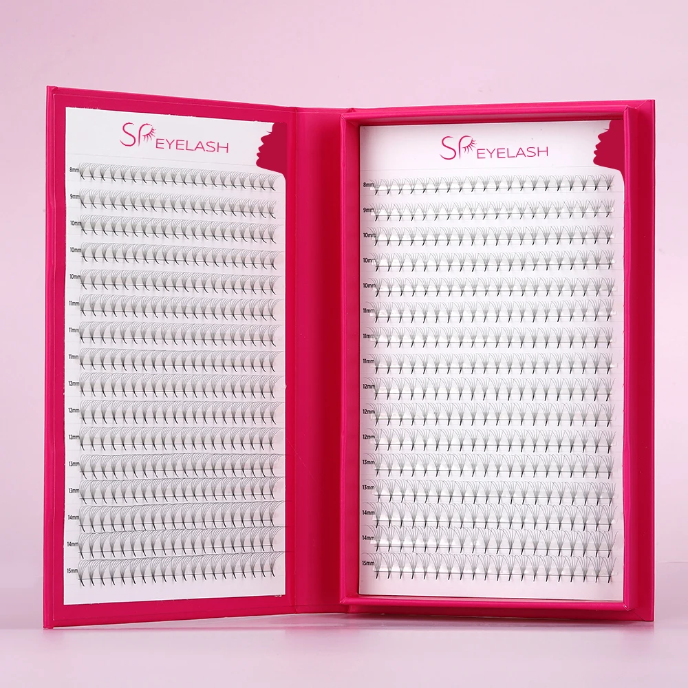 SP EYELASH Factory Wholesale promade fan Volume 8-25mm mix Private Label Dark matte black thin Pointy Base Premade lans tray