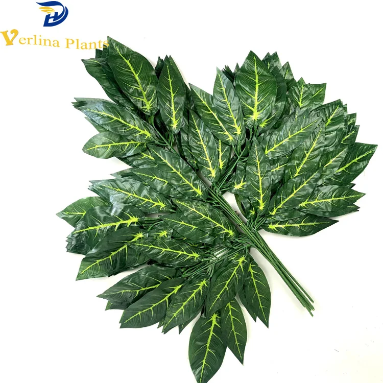 UV proof garden plastic Artificial big Mango Leaves for decorations